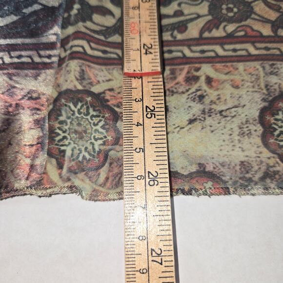 Dressbarn 1X Boho Tunic Top Sheer Embellished Earthy Flowy Blouse Lightweight - Picture 7 of 10